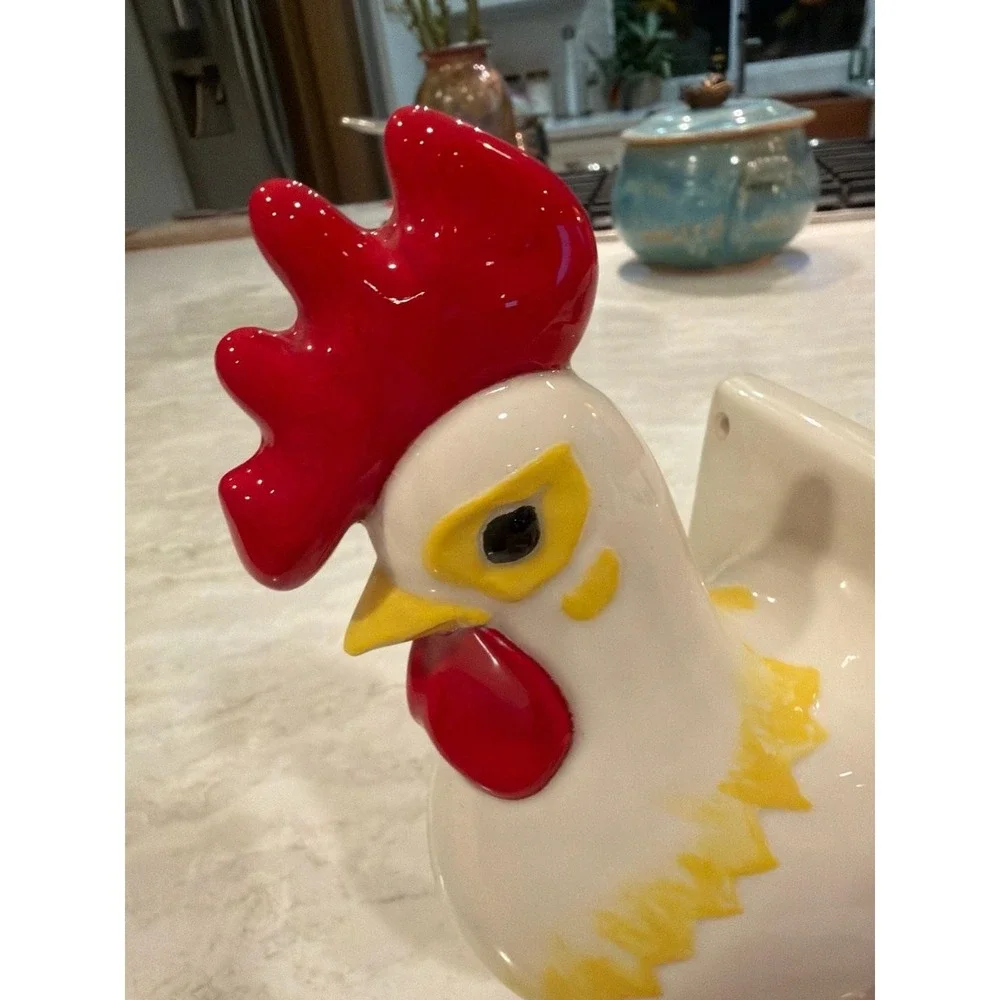 Vintage‎ Large Ceramic Rooster Wall Mount Towel Holder